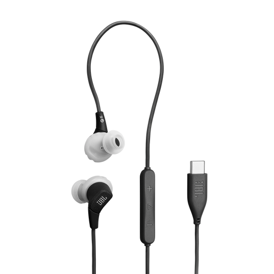 JBL Endurance Run 3 USB-C - Black / Gray - USB-C Wired Sport Headphones - Hero