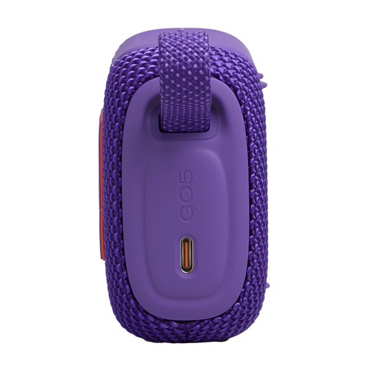 JBL Go 5 - Purple - Ultra-portable waterproof and drop-proof speaker with JBL legendary sound and ambient edge lighting - Left