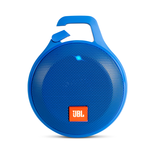 JBL Clip+ - Blue - Rugged, Splashproof Bluetooth Speaker - Hero