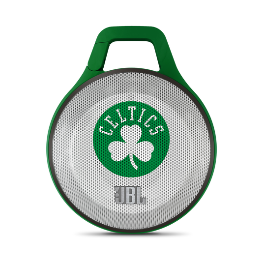 JBL Clip NBA Edition - Celtics - Green - Ultra-portable Bluetooth speaker with integrated carabiner - Hero