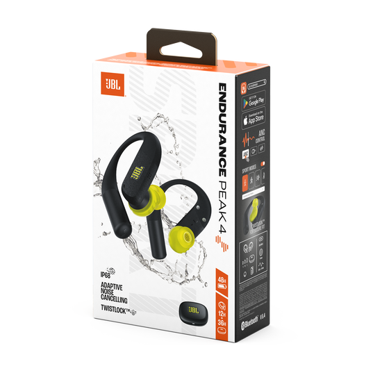 JBL Endurance Peak 4 - Black / Lime - True Wireless Noise Cancelling Sport Earbuds - Detailshot 15