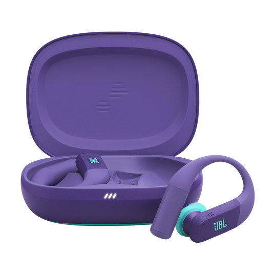 JBL Endurance Peak 4 - Purple - True Wireless Noise Cancelling Sport Earbuds - Hero