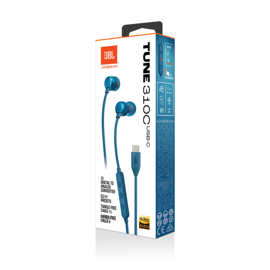 JBL Tune 310C USB - Blue - Wired Hi-Res In-Ear Headphones - Detailshot 15