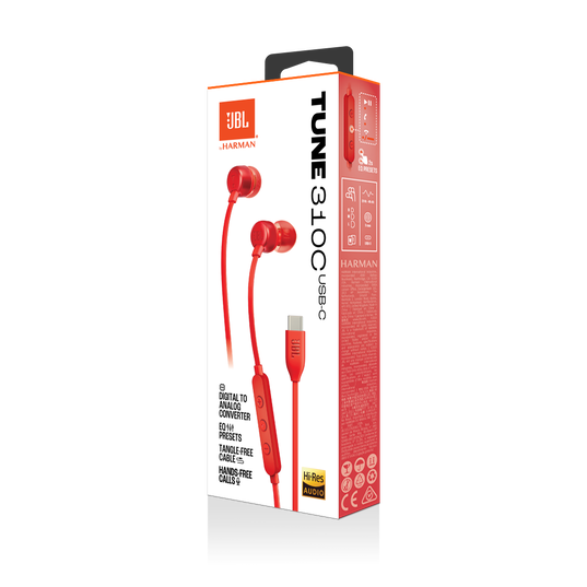 JBL Tune 310C USB - Red - Wired Hi-Res In-Ear Headphones - Detailshot 15