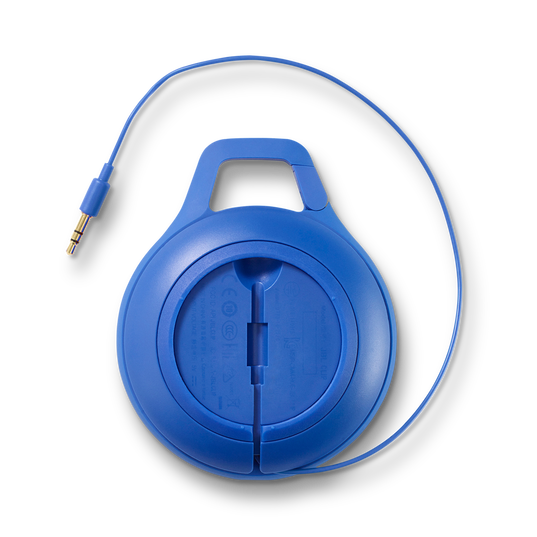 JBL Clip+ - Blue - Rugged, Splashproof Bluetooth Speaker - Back