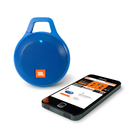 JBL Clip+ - Blue - Rugged, Splashproof Bluetooth Speaker - Detailshot 1