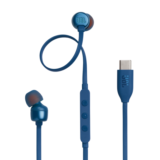 JBL Tune 310C USB - Blue - Wired Hi-Res In-Ear Headphones - Hero