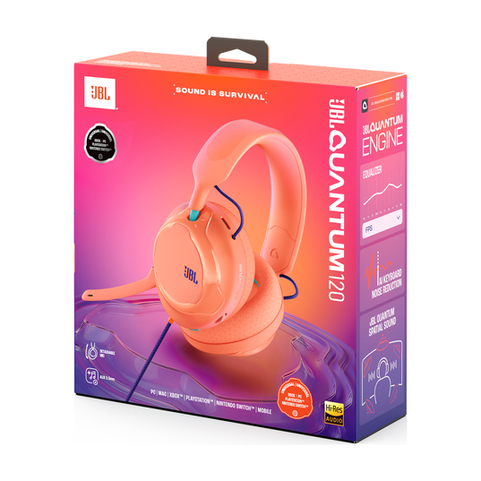 JBL Quantum 120 - Coral - Wired multiplatform gaming headset - Detailshot 15