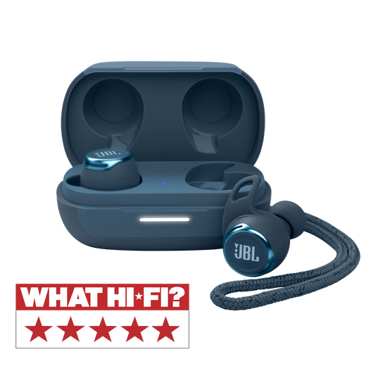 JBL Reflect Flow Pro - Blue - Waterproof true wireless Noise Cancelling active sport earbuds - Hero