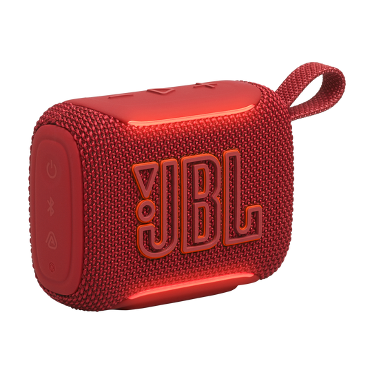 JBL Go 5 - Red - Ultra-portable waterproof and drop-proof speaker with JBL legendary sound and ambient edge lighting - Hero