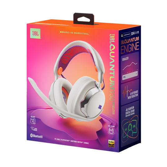 JBL Quantum 950 - White - Wireless multiplatform gaming headset with adaptive Noise Cancelling - Detailshot 15