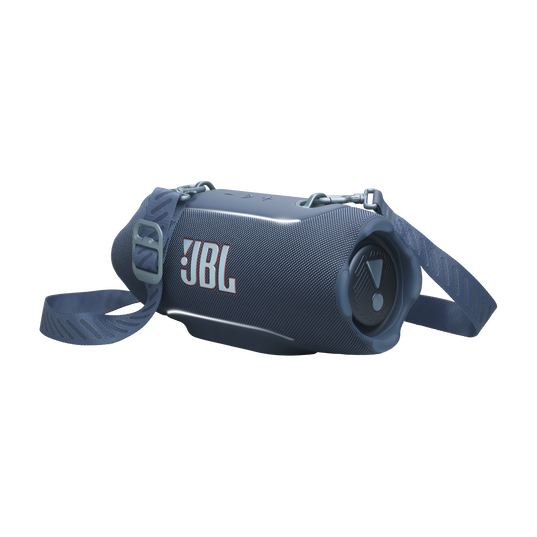 JBL Xtreme 5 - Blue - Portable waterproof speaker with massive legendary JBL sound, ambient edge lighting, and a convenient shoulder strap - Hero