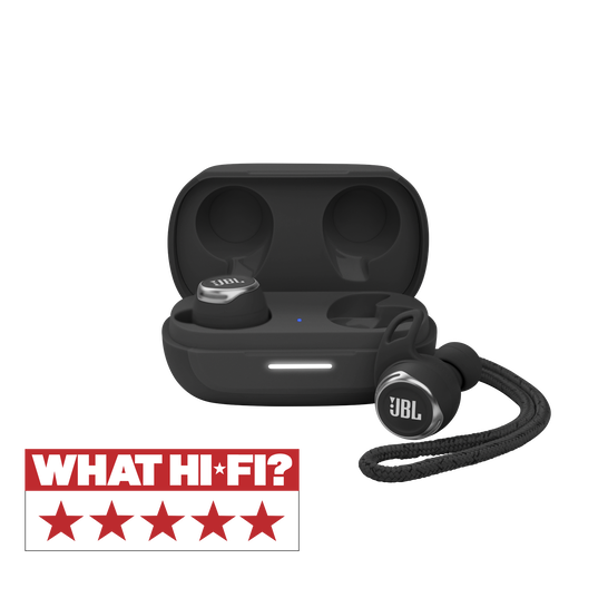 JBL Reflect Flow Pro - Black - Waterproof true wireless Noise Cancelling active sport earbuds - Hero
