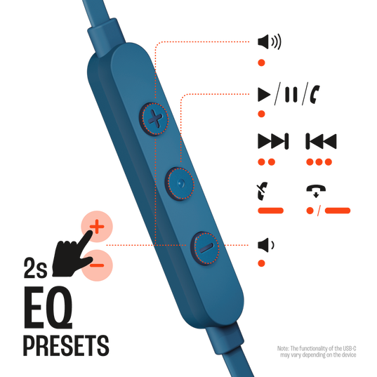 JBL Tune 310C USB - Blue - Wired Hi-Res In-Ear Headphones - Detailshot 1