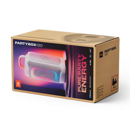 JBL PartyBox 130 - White - Portable party speaker with JBL legendary sound, a dynamic lightshow and a foldable ergonomic handle - Detailshot 9