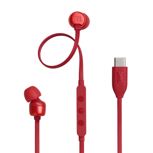 JBL Tune 310C USB - Red - Wired Hi-Res In-Ear Headphones - Hero