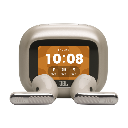 JBL Live Flex 4 - Sand - True wireless Noise Cancelling earbuds - Hero