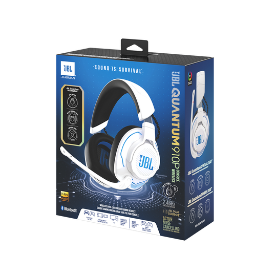 JBL Quantum 910P Console Wireless - White - Wireless over-ear console gaming headset with head tracking-enhanced, Active Noise Cancelling and Bluetooth - Detailshot 11