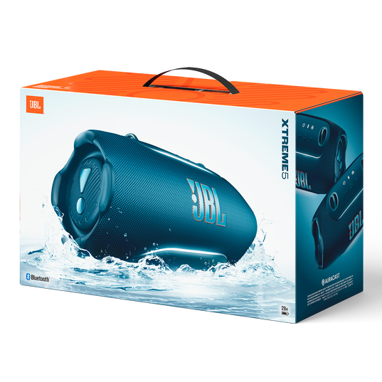 JBL Xtreme 5 - Blue - Portable waterproof speaker with massive legendary JBL sound, ambient edge lighting, and a convenient shoulder strap - Detailshot 4