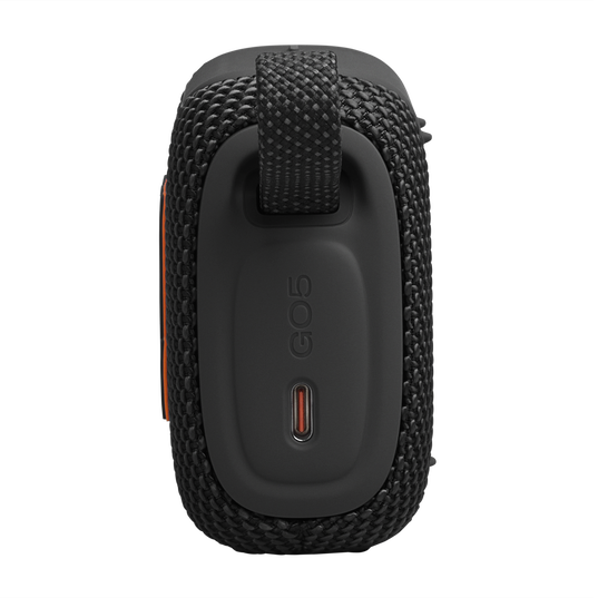 JBL Go 5 - Black - Ultra-portable waterproof and drop-proof speaker with JBL legendary sound and ambient edge lighting - Left