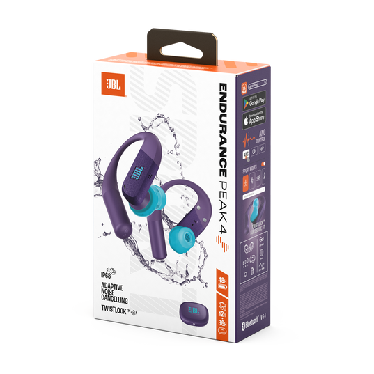 JBL Endurance Peak 4 - Purple - True Wireless Noise Cancelling Sport Earbuds - Detailshot 15