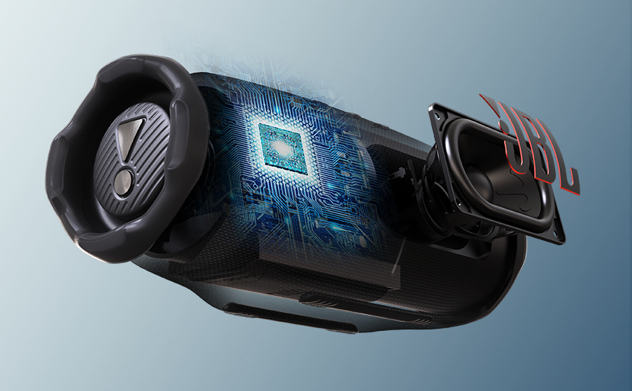 Potężny dźwięk JBL&nbsp;Pro ze wzmocnieniem AI&nbsp;Sound&nbsp;Boost